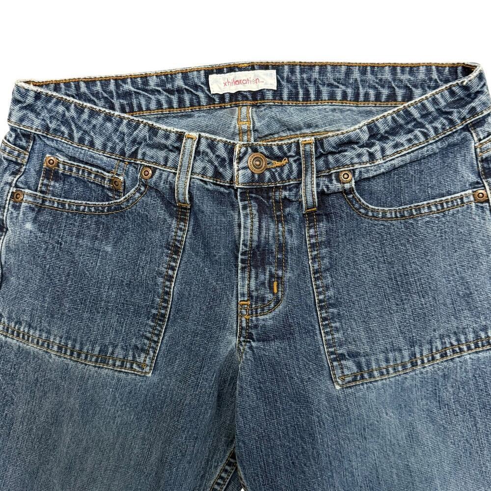 Vintage Y2K Xhiliration Patch Pocket Flare Mid rise Jeans Size 9 - Picture 3 of 8